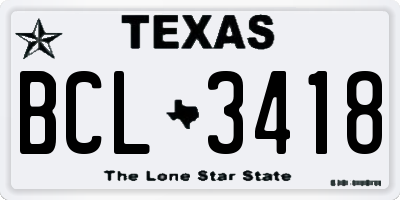TX license plate BCL3418