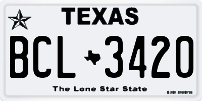 TX license plate BCL3420