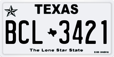 TX license plate BCL3421