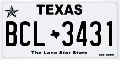 TX license plate BCL3431