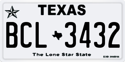 TX license plate BCL3432
