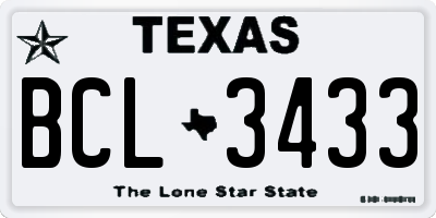 TX license plate BCL3433