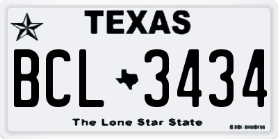 TX license plate BCL3434
