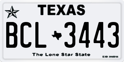 TX license plate BCL3443