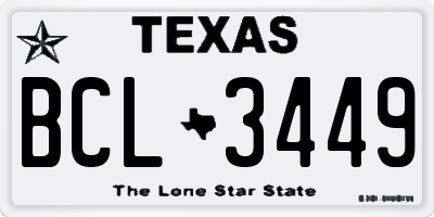 TX license plate BCL3449