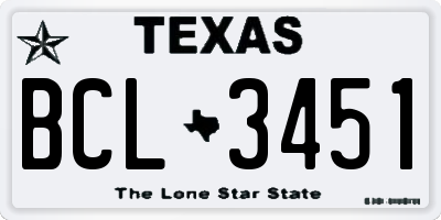 TX license plate BCL3451