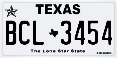 TX license plate BCL3454