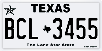 TX license plate BCL3455