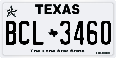 TX license plate BCL3460