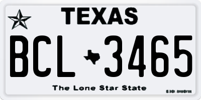 TX license plate BCL3465