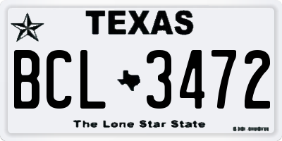 TX license plate BCL3472