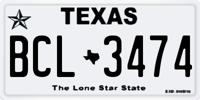 TX license plate BCL3474