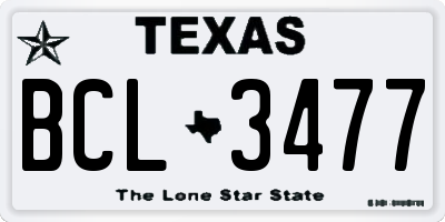 TX license plate BCL3477