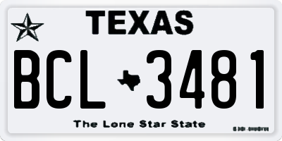 TX license plate BCL3481