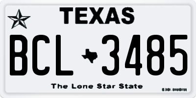 TX license plate BCL3485