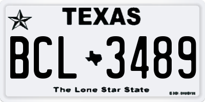 TX license plate BCL3489