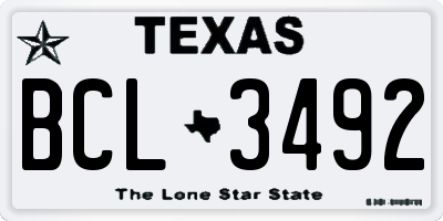 TX license plate BCL3492