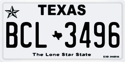 TX license plate BCL3496