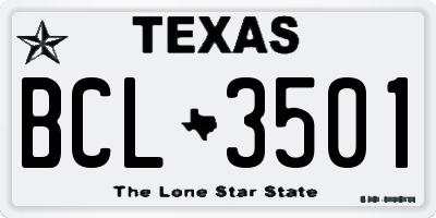TX license plate BCL3501