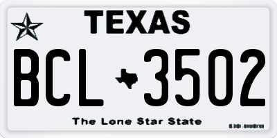 TX license plate BCL3502