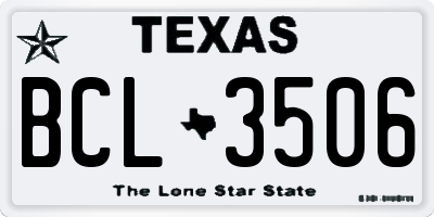 TX license plate BCL3506