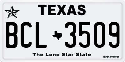 TX license plate BCL3509