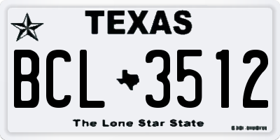 TX license plate BCL3512