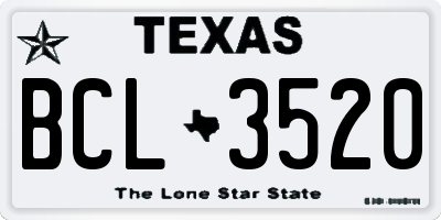 TX license plate BCL3520