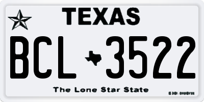 TX license plate BCL3522