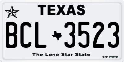 TX license plate BCL3523