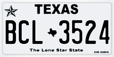 TX license plate BCL3524