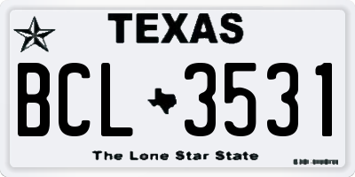TX license plate BCL3531