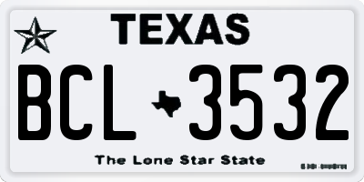 TX license plate BCL3532