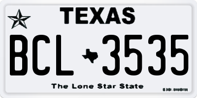 TX license plate BCL3535