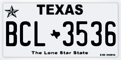 TX license plate BCL3536