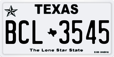 TX license plate BCL3545