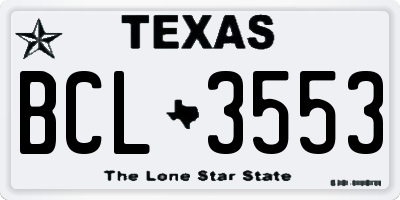 TX license plate BCL3553