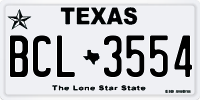 TX license plate BCL3554