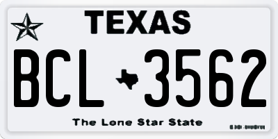 TX license plate BCL3562