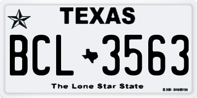 TX license plate BCL3563