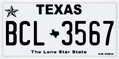TX license plate BCL3567