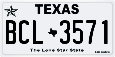 TX license plate BCL3571