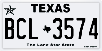 TX license plate BCL3574