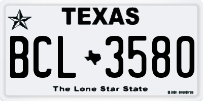 TX license plate BCL3580