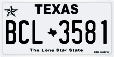 TX license plate BCL3581