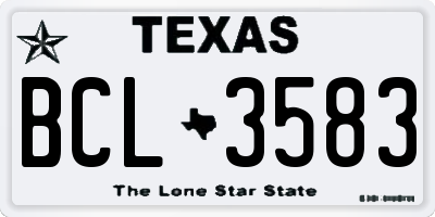 TX license plate BCL3583