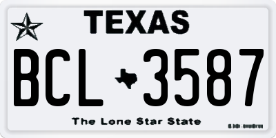 TX license plate BCL3587