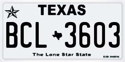 TX license plate BCL3603