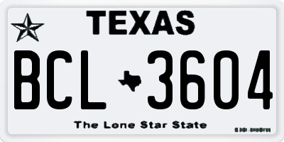 TX license plate BCL3604