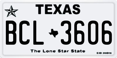 TX license plate BCL3606